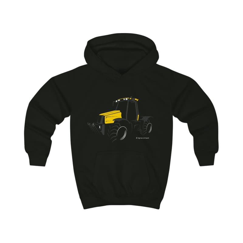 Yellow Fast Tractor 2135 Tractor - Kids Silhouette Hoodie