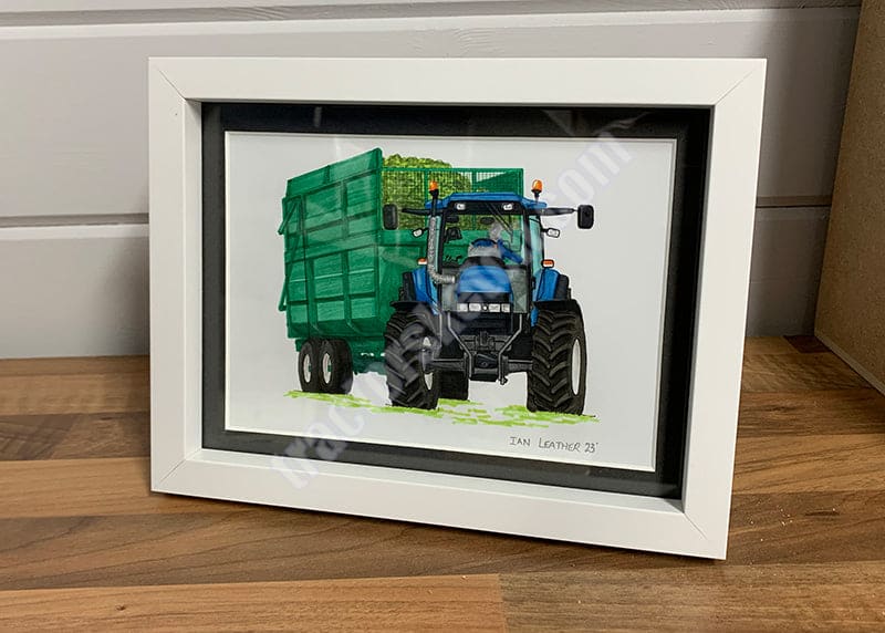 New Holland TM Tractor & Silage Trailer artwork - 8"x6" - Ian Leather