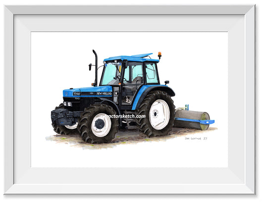 Ford New Holland 7740 Tractor Rolling Art Print