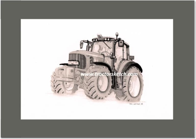 John Deere,7430, Tractor,  Ian Leather, Tractor Art, Drawing, Illustration, Pencil, sketch, A3,A4