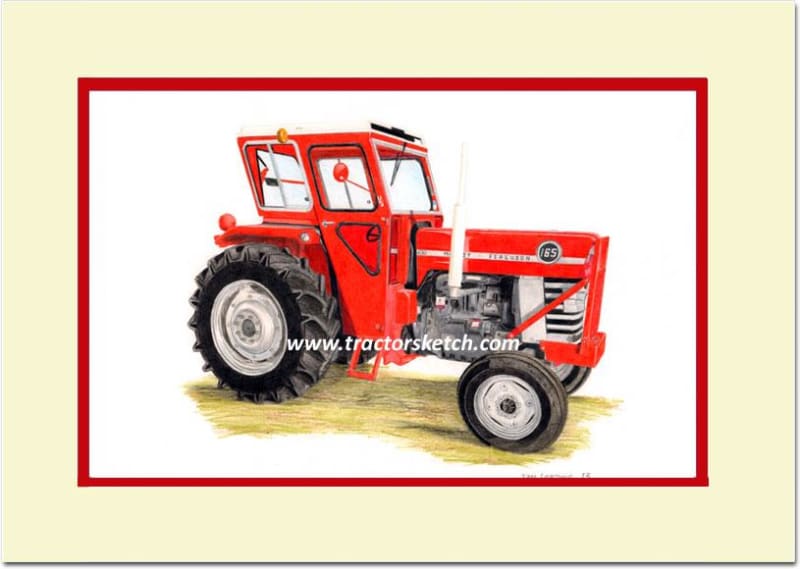 Massey Ferguson,165 Tractor ,Tractor,  Ian Leather, Tractor Art, Drawing, Illustration, Pencil, sketch, A3,A4