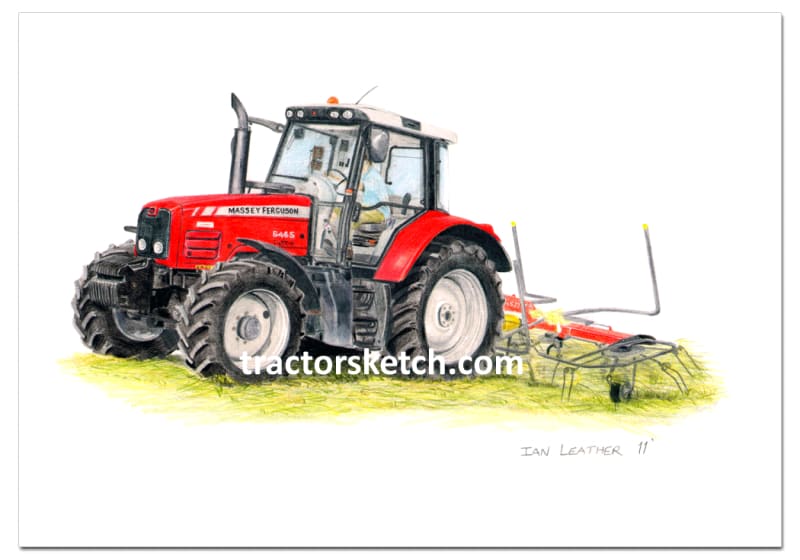 Massey Ferguson,6465 , Tractor,  Ian Leather, Tractor Art, Drawing, Illustration, Pencil, sketch, A3,A4