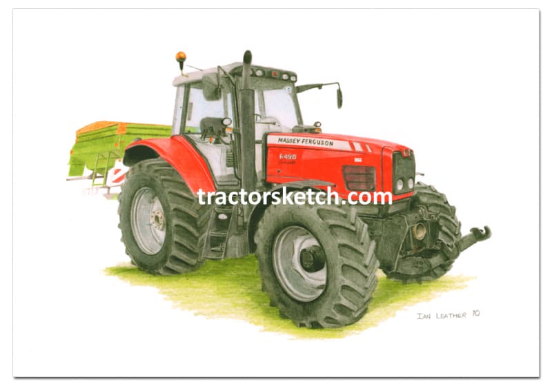 Massey Ferguson,6490 , Tractor,  Ian Leather, Tractor Art, Drawing, Illustration, Pencil, sketch, A3,A4