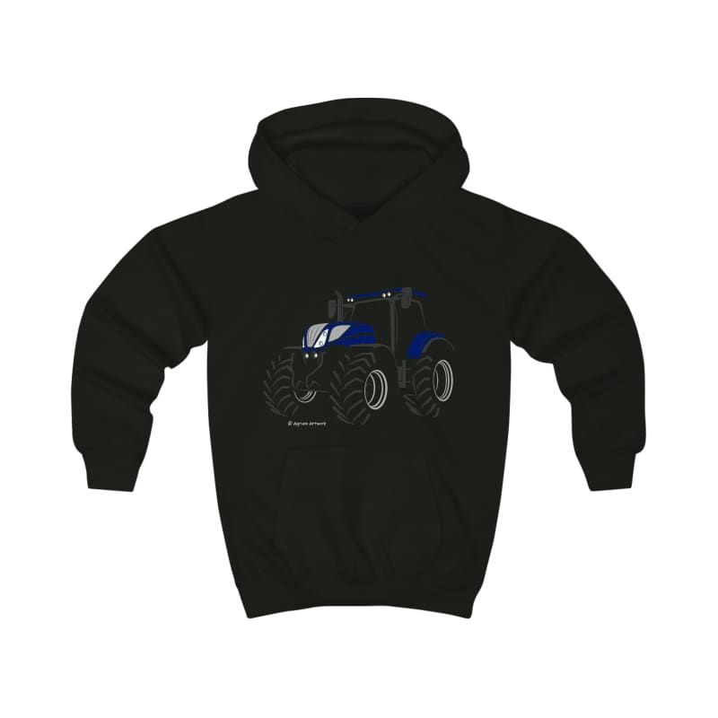 New Holland T7 Blue Power Tractor Kids Silhouette Hoodie