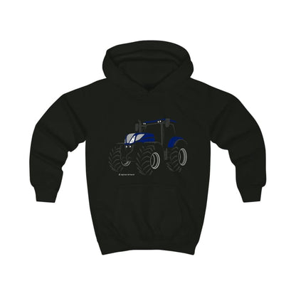 New Holland T7 Blue Power Tractor Kids Silhouette Hoodie