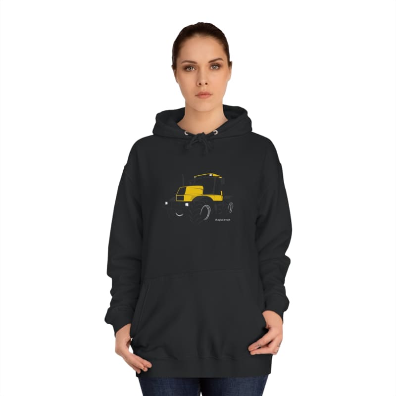 Yellow Fastrak 185-65 Tractor - Silhouette - Adult Hoodie