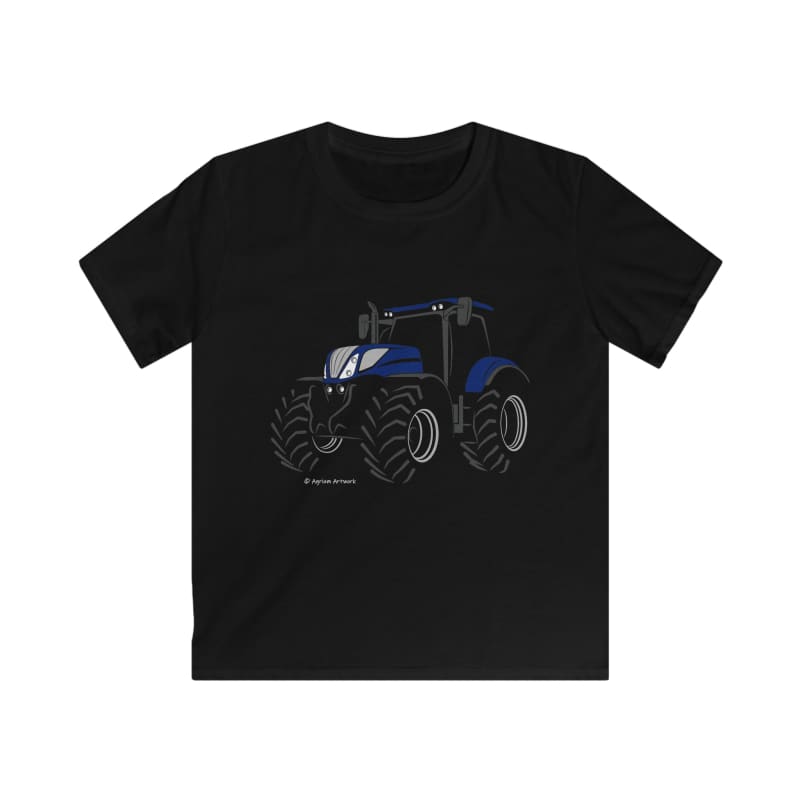 New Holland T7 Blue Power Tractor - Kids Silhouette T-Shirt