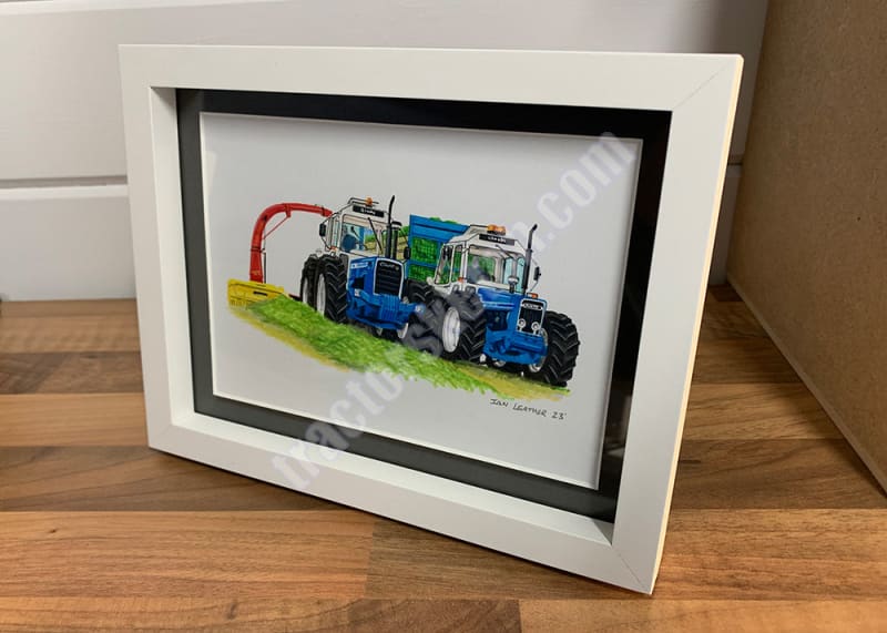 Two County Tractors doing Silage artwork - 8"x6" - Ian Leather Original Sketch