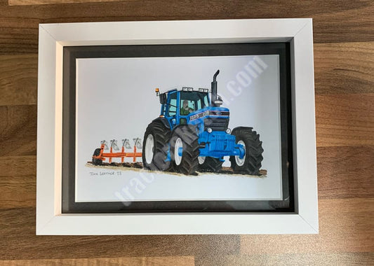 Ford 8630 Tractor ploughing artwork - 8"x6" Ian Leather Original Sketch