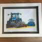 Original Sketch – New Holland 70 Series & Ford TW Tractors Ploughing artwork