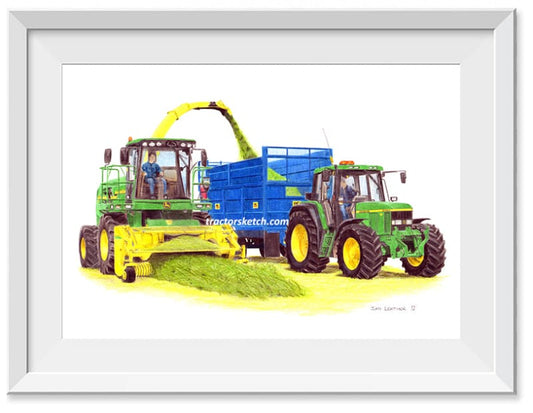 John Deere 7430 Forage Harvester and 6910s tractor