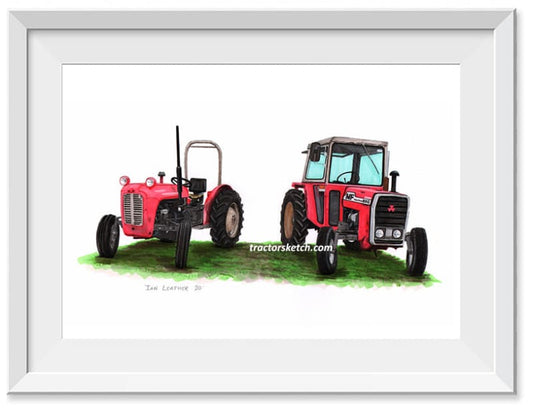Massey Ferguson 35X & 550 Tractors Art Print