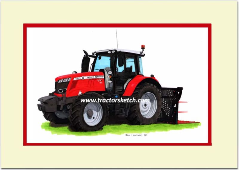 Massey Ferguson 6713S Tractor & Buckrake Art Print