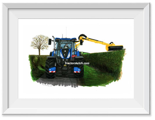 New Holland T7 Tractor & Hedgecutter