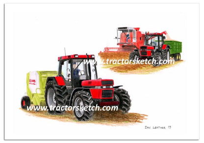Case IH,1056XL , Tractor,  Ian Leather, Tractor Art, Drawing, Illustration, Pencil, sketch, A3,A4
