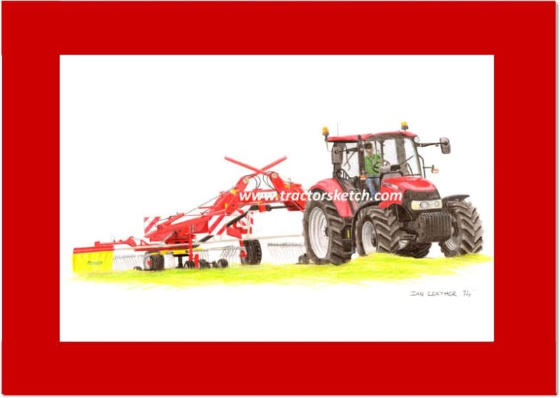 Case IH,Farmall 115u Tractor ,Tractor,  Ian Leather, Tractor Art, Drawing, Illustration, Pencil, sketch, A3,A4