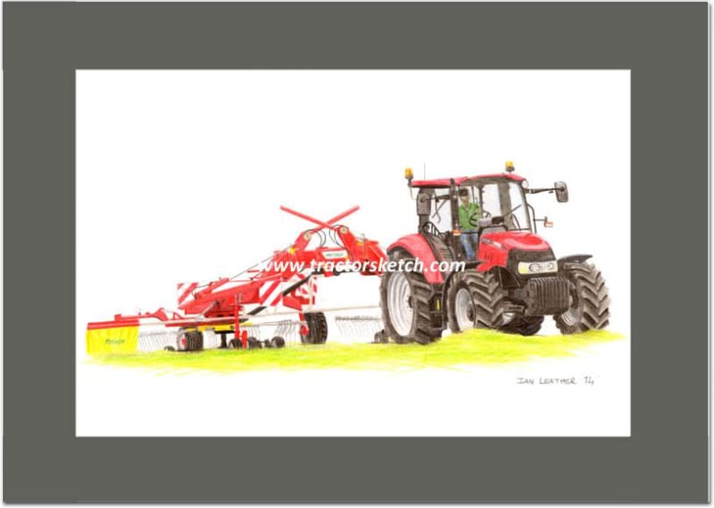 Case IH,Farmall 115u Tractor , Tractor,  Ian Leather, Tractor Art, Drawing, Illustration, Pencil, sketch, A3,A4