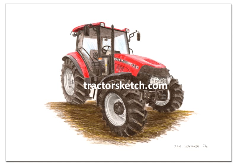 Case IH,Farmall 95a , Tractor,  Ian Leather, Tractor Art, Drawing, Illustration, Pencil, sketch, A3,A4