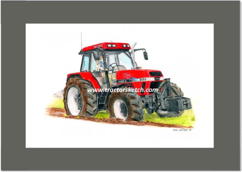 Case IH,Maxxum 5150 Tractor ,Tractor,  Ian Leather, Tractor Art, Drawing, Illustration, Pencil, sketch, A3,A4