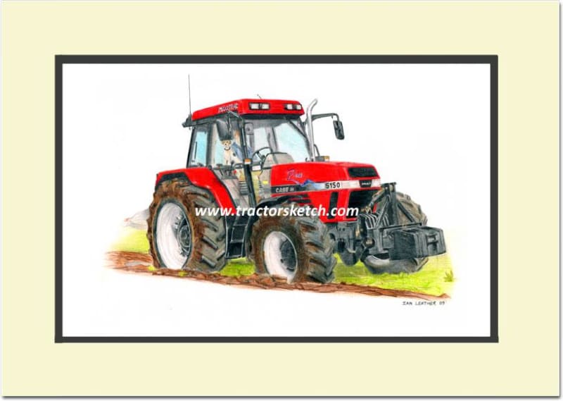 Case IH,Maxxum 5150 Tractor , Tractor,  Ian Leather, Tractor Art, Drawing, Illustration, Pencil, sketch, A3,A4