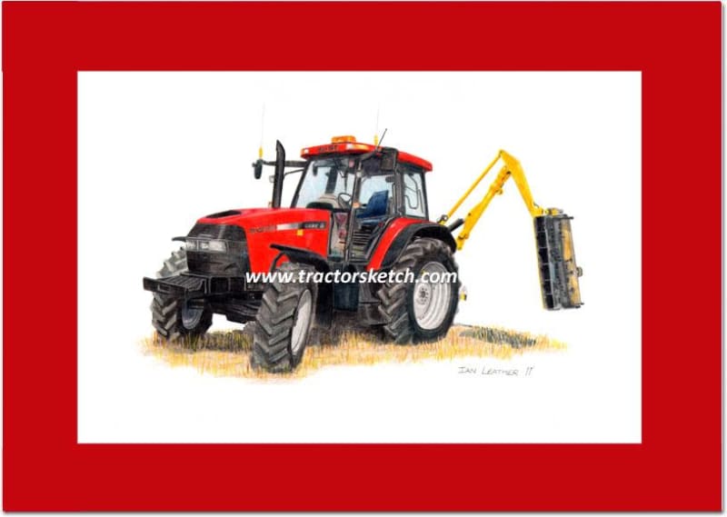 Case IH,MXM120 Tractor ,Tractor,  Ian Leather, Tractor Art, Drawing, Illustration, Pencil, sketch, A3,A4