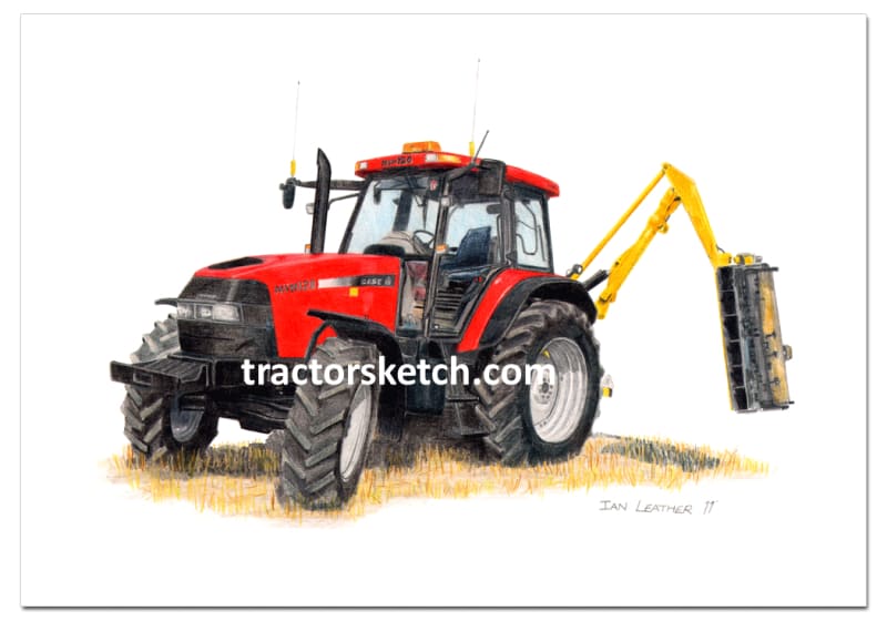 Case IH,MXM120 , Tractor,  Ian Leather, Tractor Art, Drawing, Illustration, Pencil, sketch, A3,A4