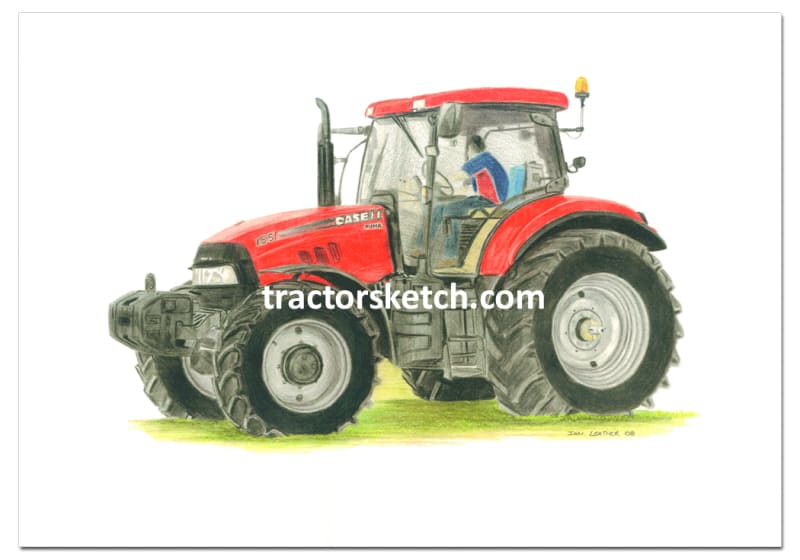 Case IH,Puma 155 , Tractor,  Ian Leather, Tractor Art, Drawing, Illustration, Pencil, sketch, A3,A4
