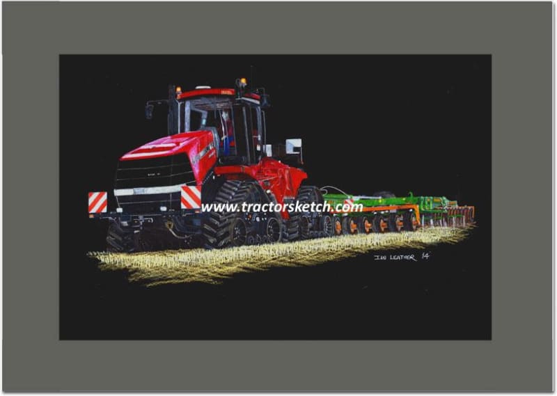 Case IH,Quadtrac STX600 Tractor , Tractor,  Ian Leather, Tractor Art, Drawing, Illustration, Pencil, sketch, A3,A4