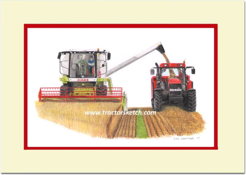 Claas Avero Combine Harvester & Case Maxxum Tractor - tractorsketch.com