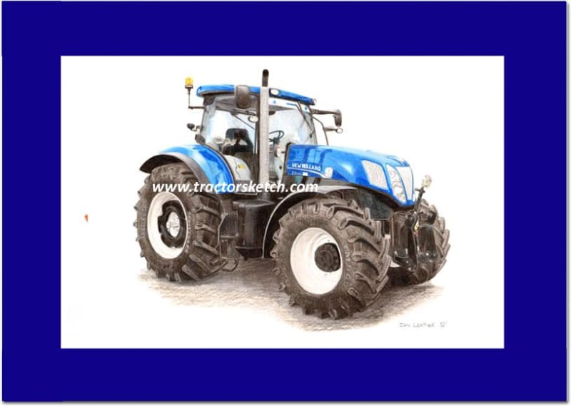New Holland,T7.260 'Blue Power'  Tractor,  Ian Leather, Tractor Art, Drawing, Illustration, Pencil, sketch, A3,A4