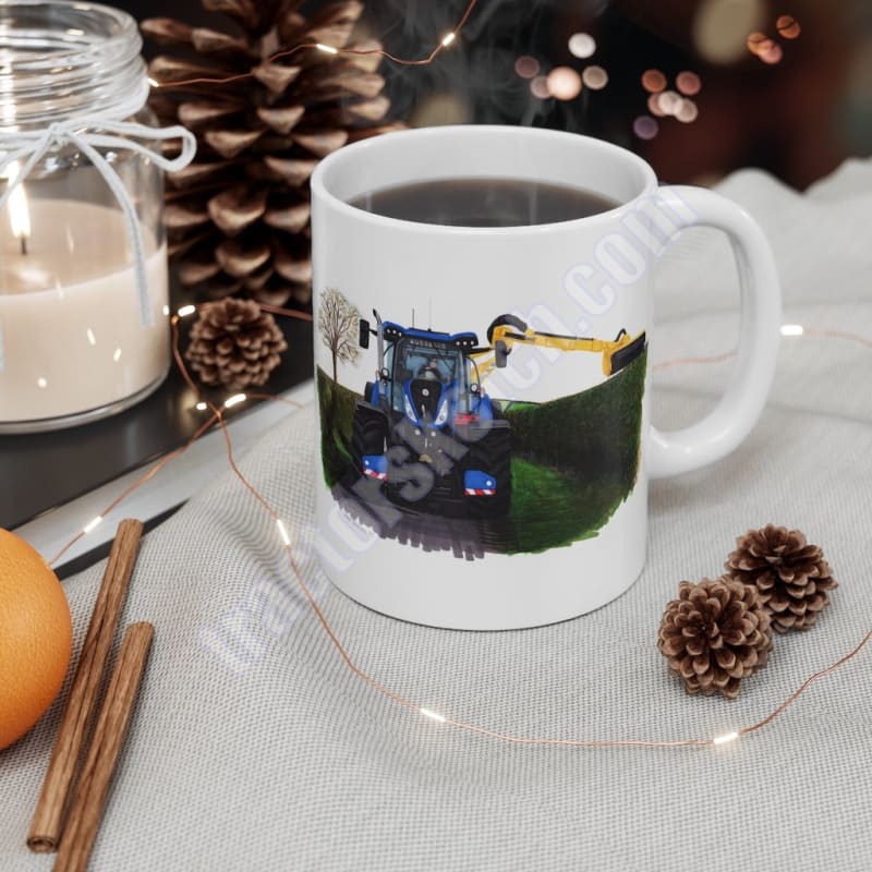 New Holland T7 Tractor & Hedgecutter Mug Coffee Tea Cup