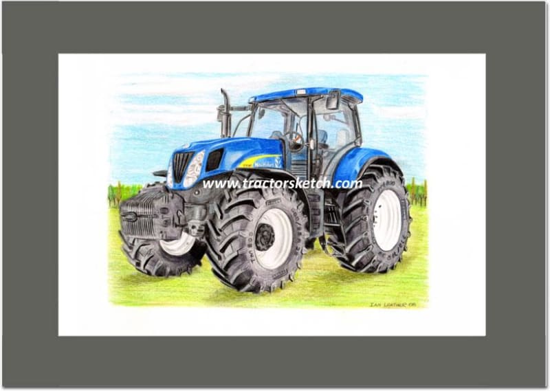 New Holland,T7040,  Tractor,  Ian Leather, Tractor Art, Drawing, Illustration, Pencil, sketch, A3,A4