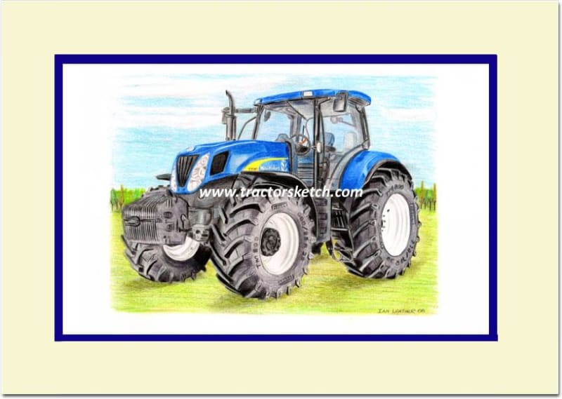 New Holland,T7040,  Tractor,  Ian Leather, Tractor Art, Drawing, Illustration, Pencil, sketch, A3,A4