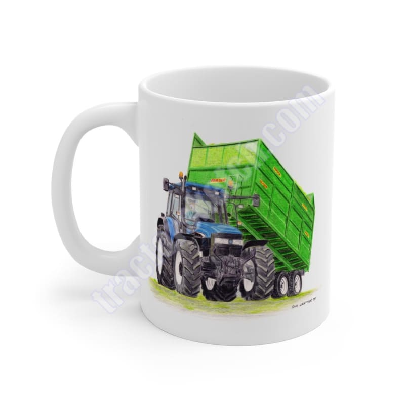 New Holland TM140 Tractor & Fraser Trailer Mug Coffee Mugs
