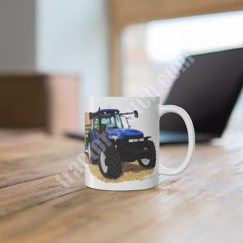 New Holland TM140 Tractor carting Bales Coffee Mug Cup