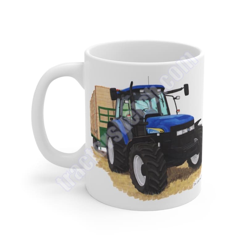 New Holland TM140 Tractor carting Bales Coffee Mug Cup