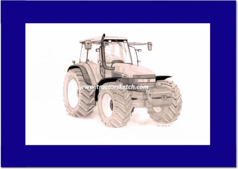 New Holland, TM155, Tractor, Hedgecutter,Ian Leather, Tractor Art, Drawing, Illustration, Pencil, sketch, A3,A4