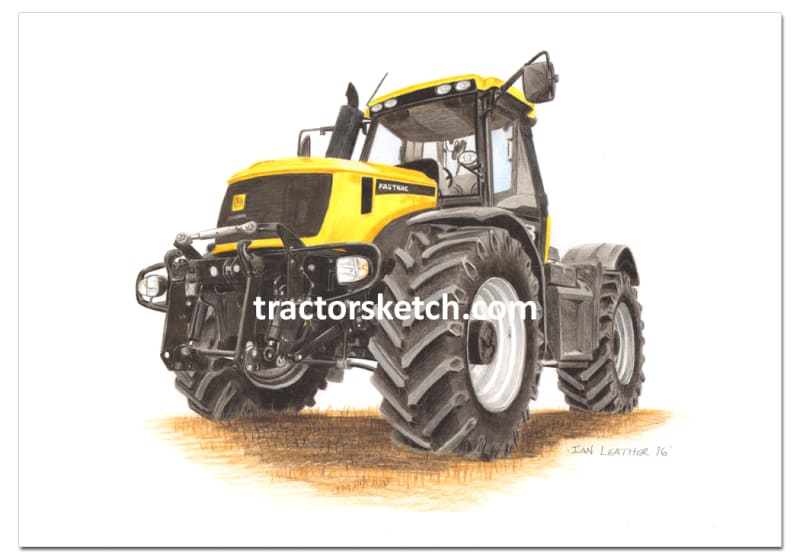 JCB Fastrac,2170 , Tractor,  Ian Leather, Tractor Art, Drawing, Illustration, Pencil, sketch, A3,A4