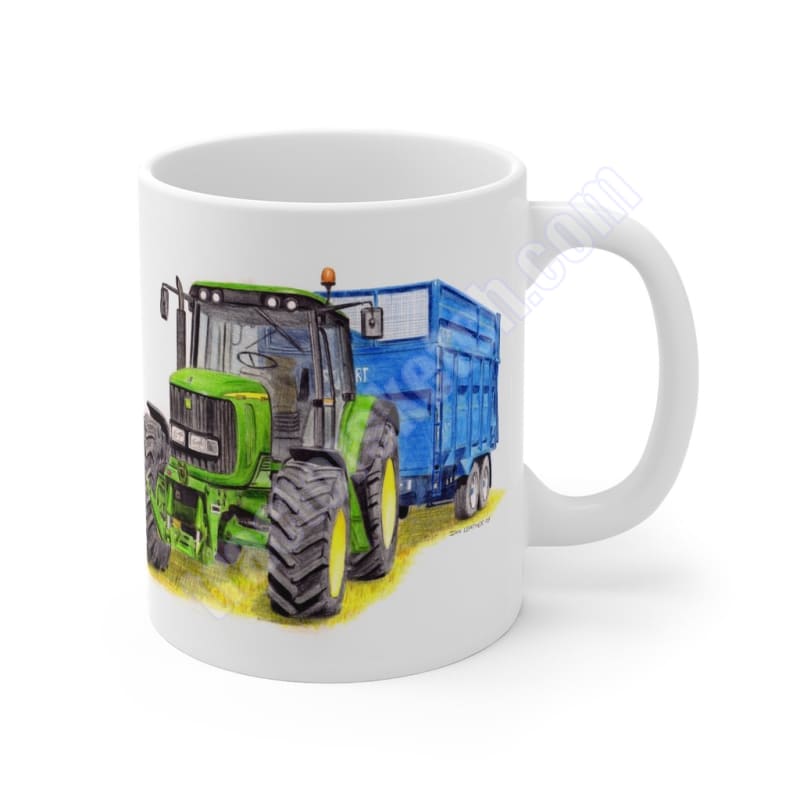 John Deere 6820 & Stewart Trailer Tractor Ceramic Mug 11oz