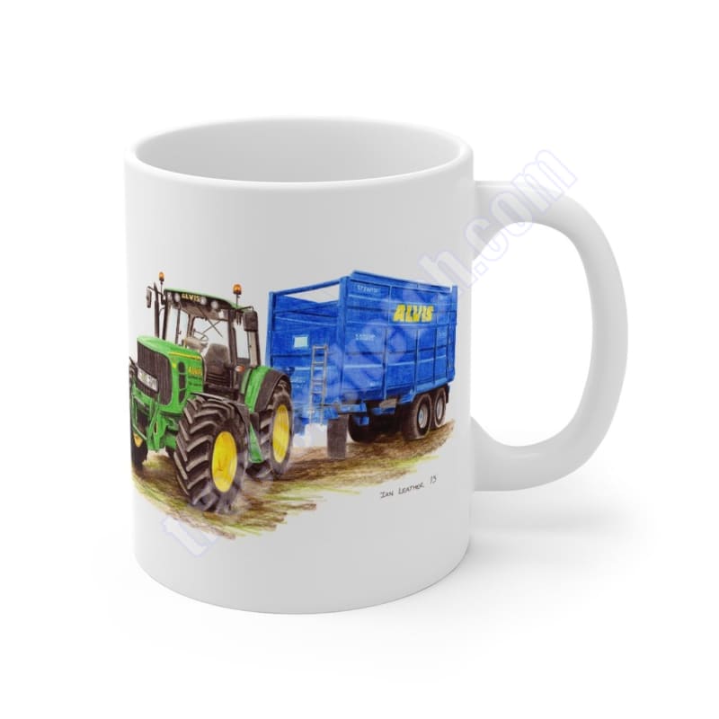 John Deere 6830 & Stewart Trailer Tractor Ceramic Mug 11oz