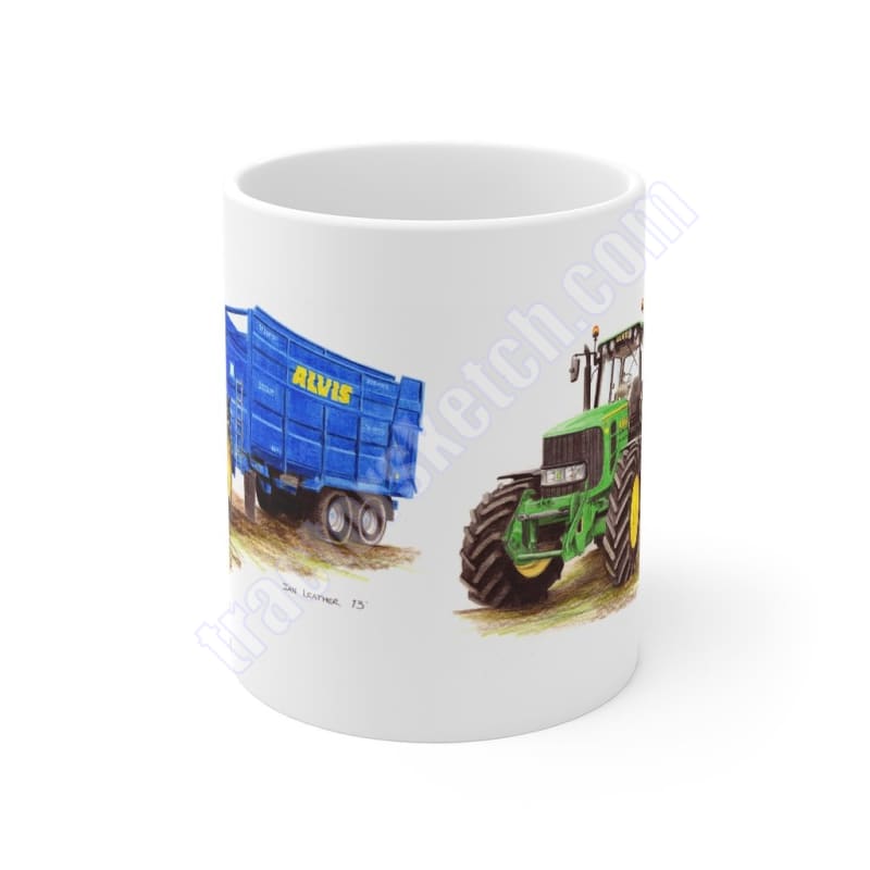 John Deere 6830 & Stewart Trailer Tractor Ceramic Mug 11oz