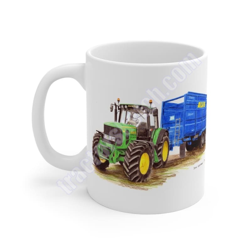 John Deere 6830 & Stewart Trailer Tractor Ceramic Mug 11oz