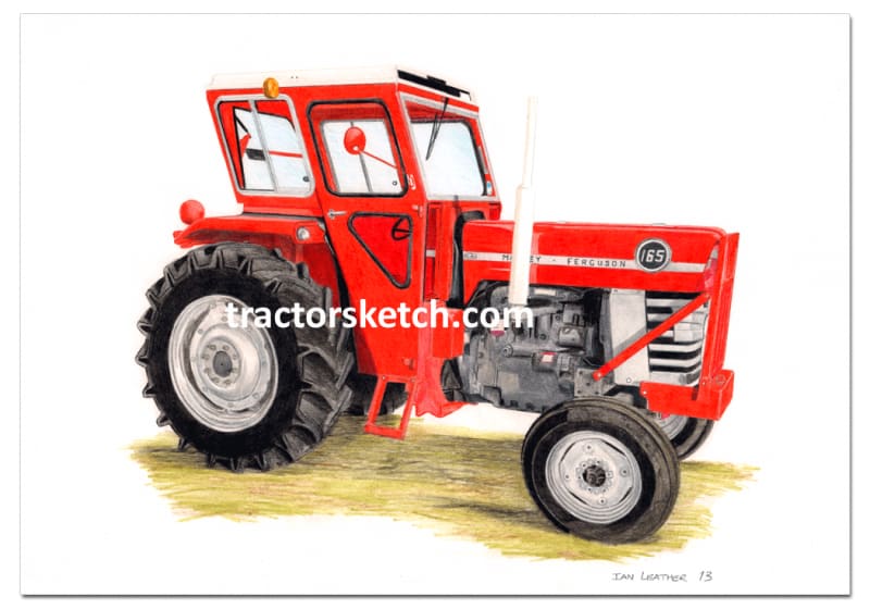 Massey Ferguson,165 , Tractor,  Ian Leather, Tractor Art, Drawing, Illustration, Pencil, sketch, A3,A4