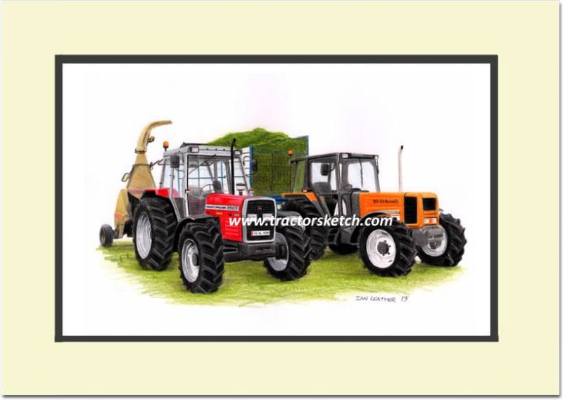 Massey Ferguson 390T with Renault 90.34 Silaging - tractorsketch.com