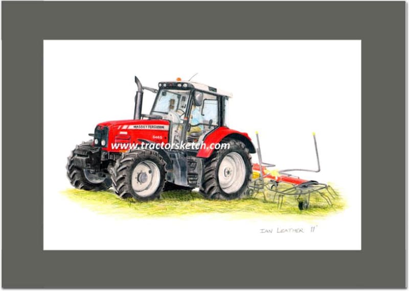 Massey Ferguson,6465 Tractor , Tractor,  Ian Leather, Tractor Art, Drawing, Illustration, Pencil, sketch, A3,A4