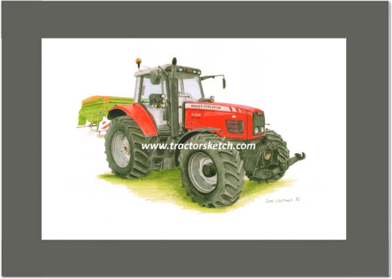 Massey Ferguson,6490 Tractor , Tractor,  Ian Leather, Tractor Art, Drawing, Illustration, Pencil, sketch, A3,A4