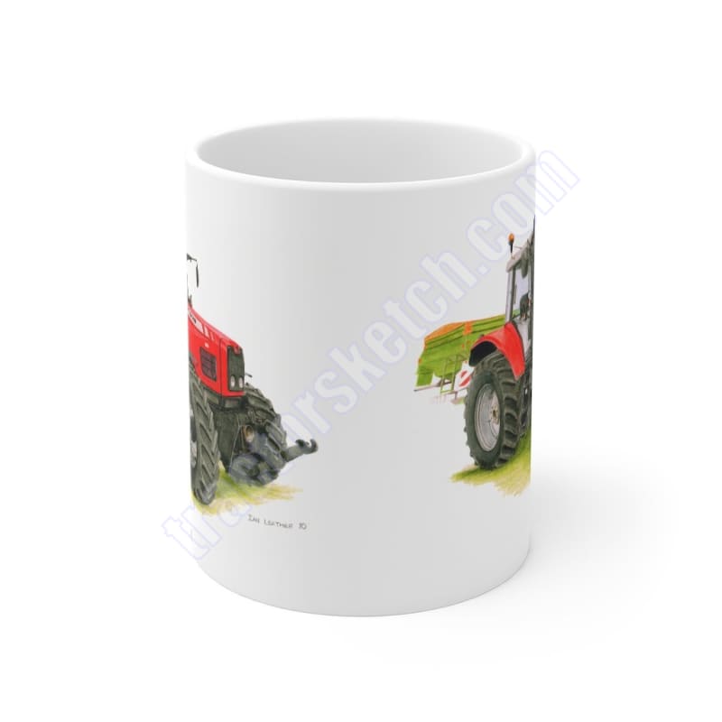 Massey Ferguson 6490 Tractor & Amazone Spreader Mug 11oz 