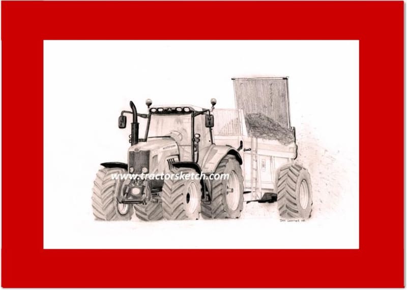 Massey Ferguson,7480 , Tractor,  Ian Leather, Tractor Art, Drawing, Illustration, Pencil, sketch, A3,A4