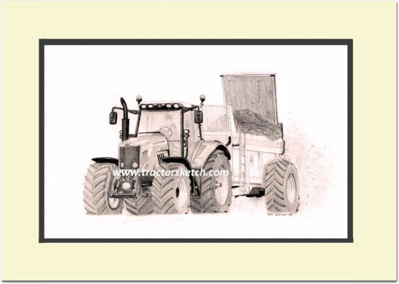 Massey Ferguson,7480 Tractor , Tractor,  Ian Leather, Tractor Art, Drawing, Illustration, Pencil, sketch, A3,A4