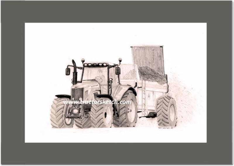 Massey Ferguson,7480 Tractor ,Tractor,  Ian Leather, Tractor Art, Drawing, Illustration, Pencil, sketch, A3,A4